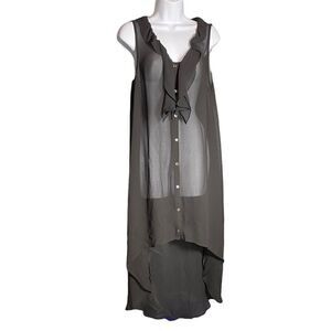 Sheer Sleeveless button up high low tunic Size L